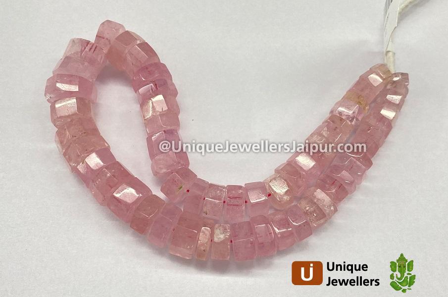 Morganite Step Cut Roundelle Beads